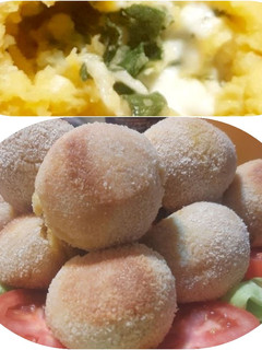 Una foto de Bombas de papa y batata rellenas (Horno)