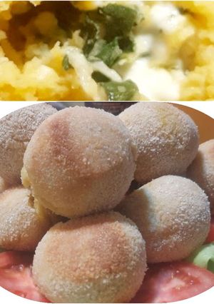 Una foto de Bombas de papa y batata rellenas (Horno)