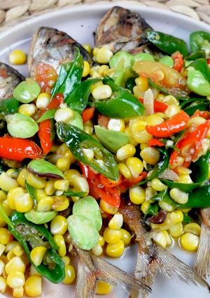 Foto resep Tumis ikan peda pete jagung