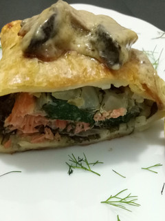 Foto resep Salmon Spinach with mushroom Sauce