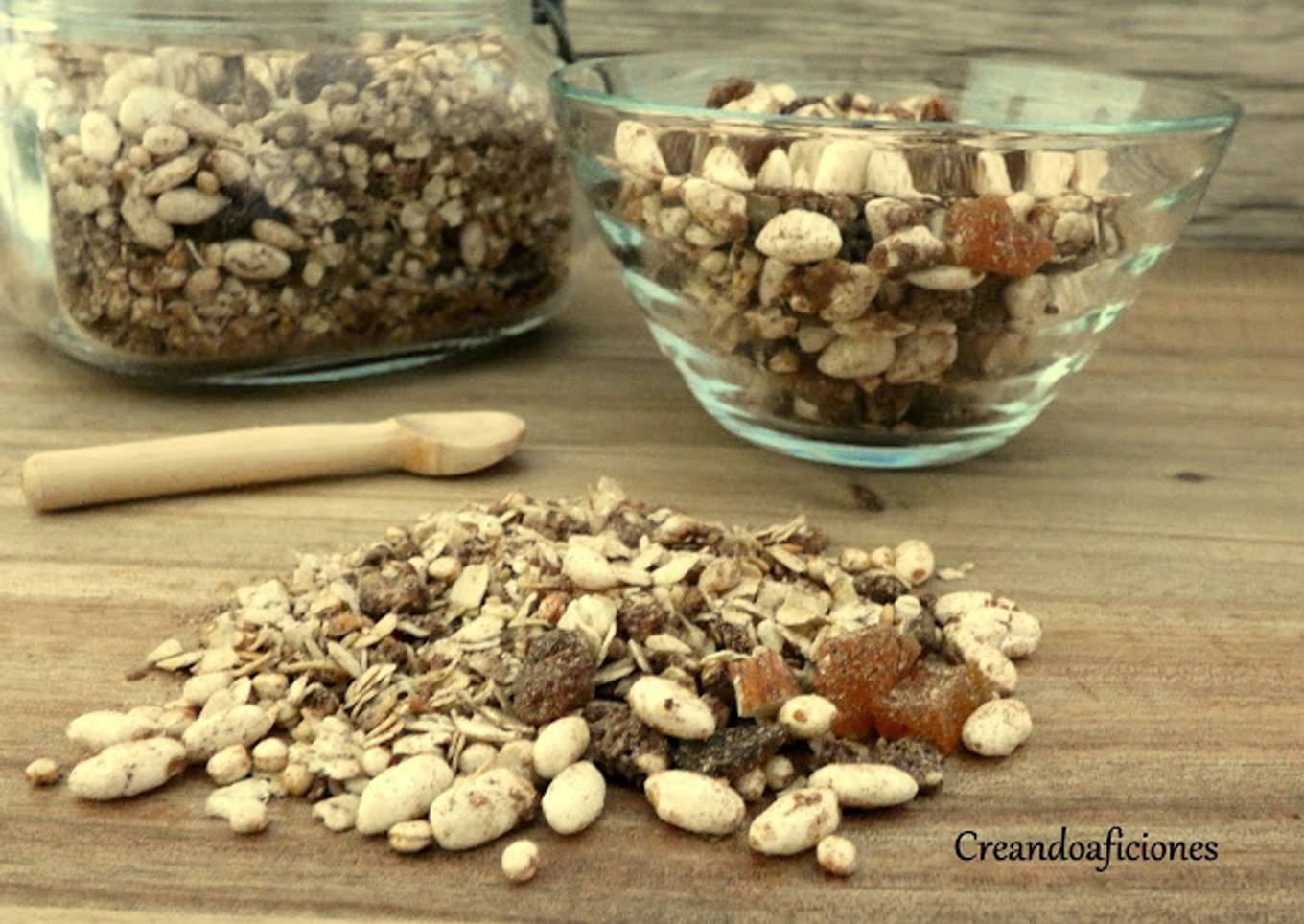 Granola con avena, quinoa y arroz hinchado