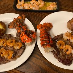 A picture of Steak, lobster, shrimp (date night series).