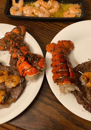 A picture of Steak, lobster, shrimp (date night series).