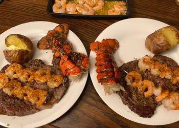 Easiest Way to Cook Yummy Steak lobster shrimp date night series