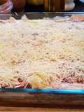 Lasagna de espinaca, ricota, jamón y mozzarella (pasta matarazzo)