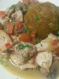 Pechuga escabechada con mofongo