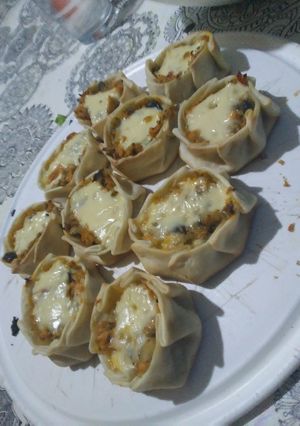 Una foto de Canastitas de pollo y berenjena