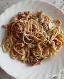 Tallarines carbonara con champiñón