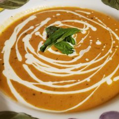 A picture of Brad's tomato basil bisque.