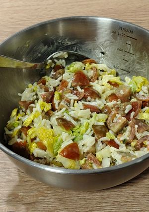 Una foto de Cocina de aprovechamiento: ensalada de arroz con emulsión de mostaza y miel al estragón