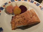 A picture of roasted salmon fillets
