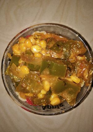 A picture of Maize capsicum curry.