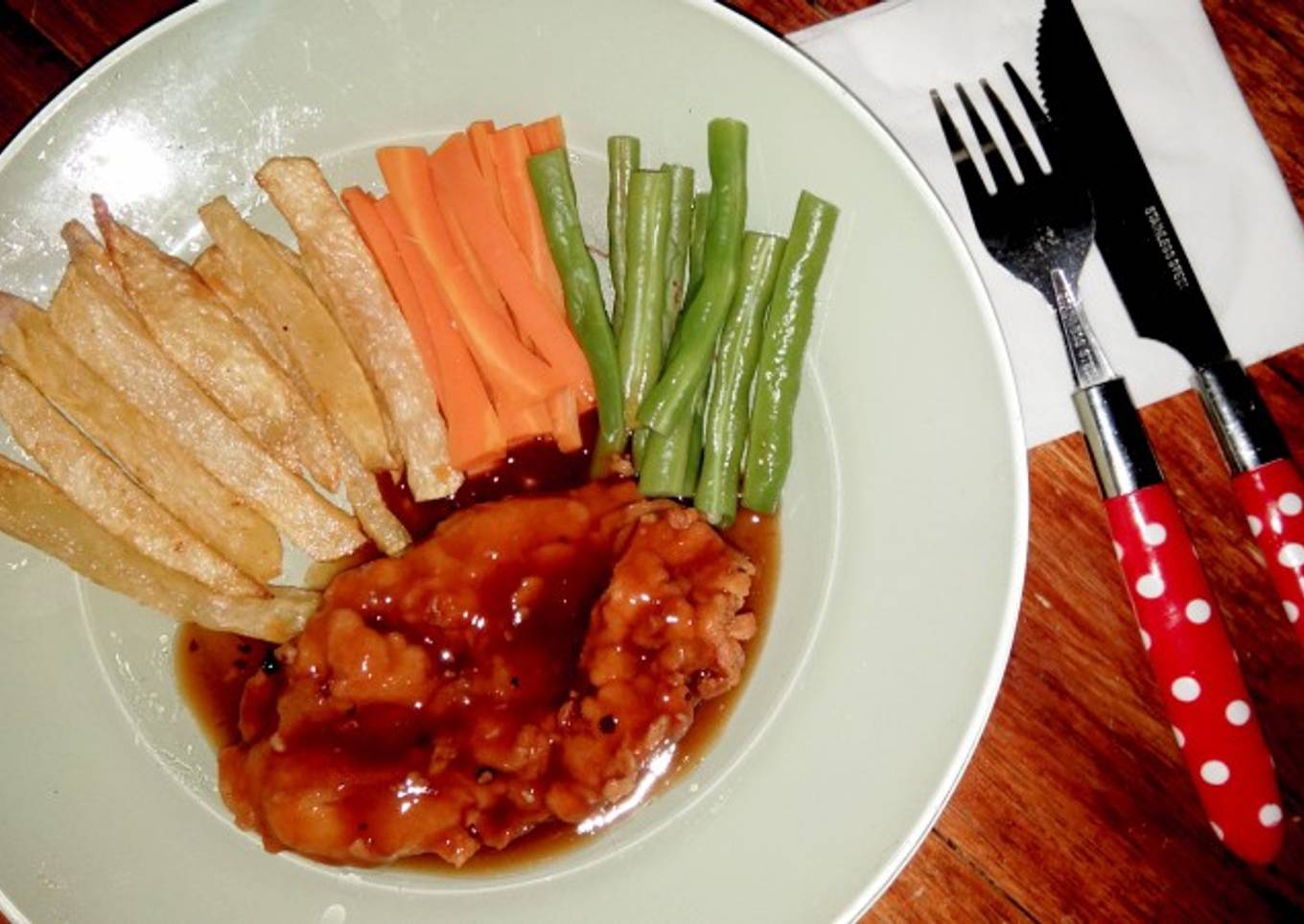Chicken steak black paper