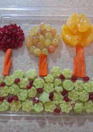 عکسی از دستور تزیین ظرف میوه کودک