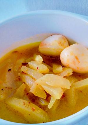 Foto resep Sayur Labu Siam telur puyuh masak kuning (Mpasi 11+)
