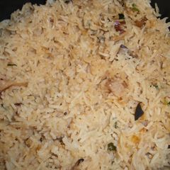 A picture of Bagara Khana (Flavored Rice, South Indian Muslim Cuisine).