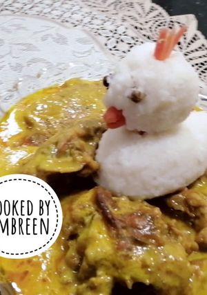 A picture of Kadhi Pakora With White Rice Recipe 😋.