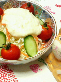 A picture of Easy Fresh Vegetable Salad with Mayo Cheese Sauce.