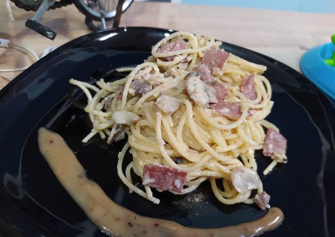 Resep Spaghetti Aglio Olio Smoked Beef Oleh Ana Abdina Cookpad