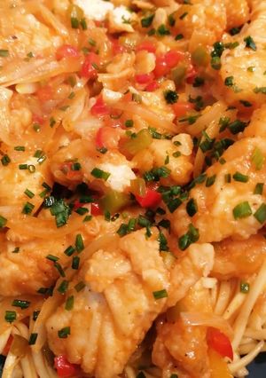 Une photo de Poisson sauce aigre douce