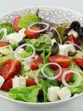 Greek salad with avocado