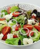 Greek salad with avocado