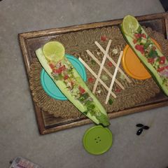 A picture of Cucumber boat salad.