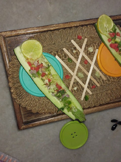 A picture of Cucumber boat salad.