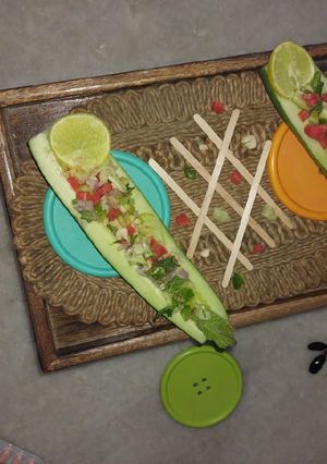 A picture of Cucumber boat salad.