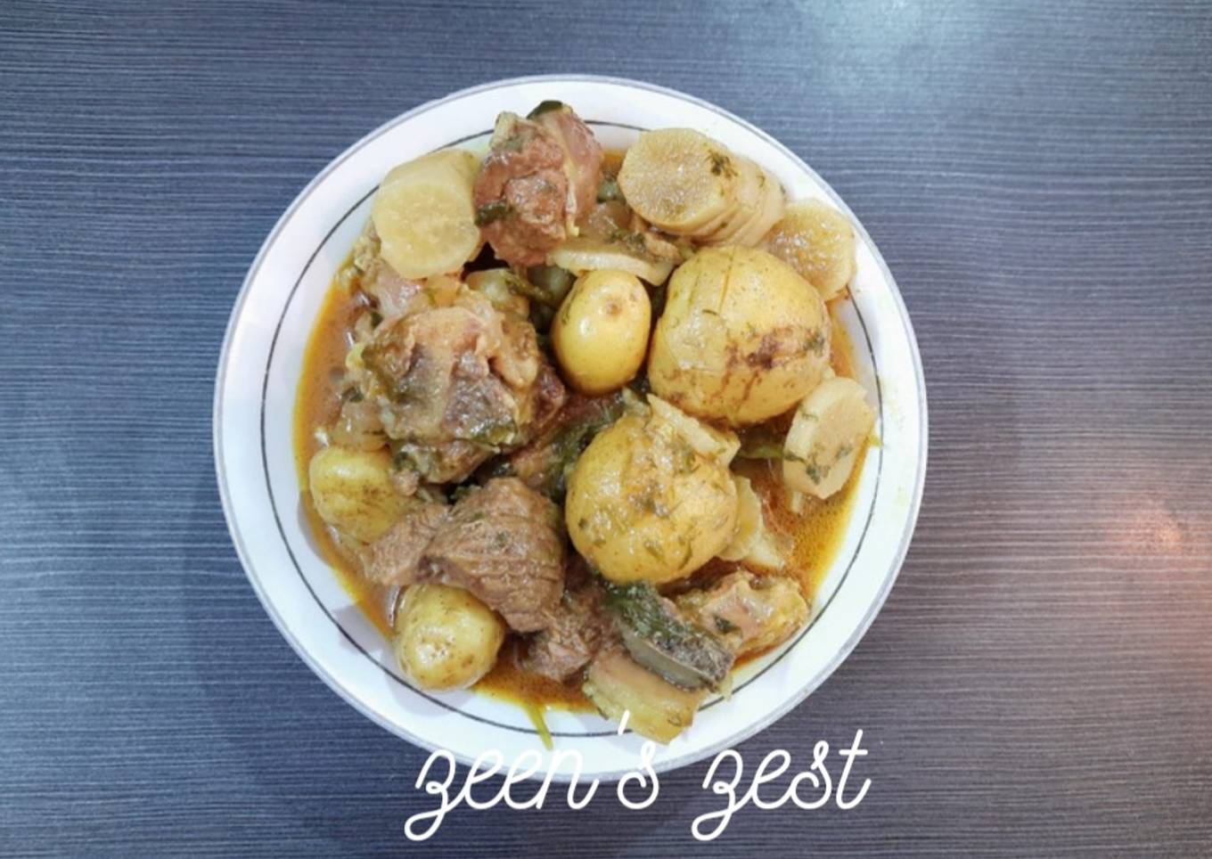 Mooli Aloo Gosht or Radish and Baby Potatoes Non-Veg Curry