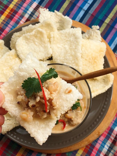 A picture of Appetizer Recipe • Pork & Shrimp Peanut Dipping Sauce •Thai Style Appetizer.
