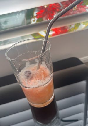 A picture of Daybreak Tropical non- achoholic sugar free frothy smoothie.