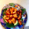 Roasted sweet potato and avocado salad