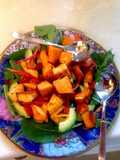 Roasted sweet potato and avocado salad