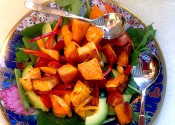 Fresh, Cooking Recipe Roasted sweet potato and avocado salad Delicious and Healthy