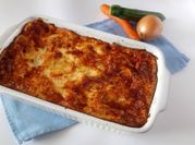 Una foto di lasagne senza carne