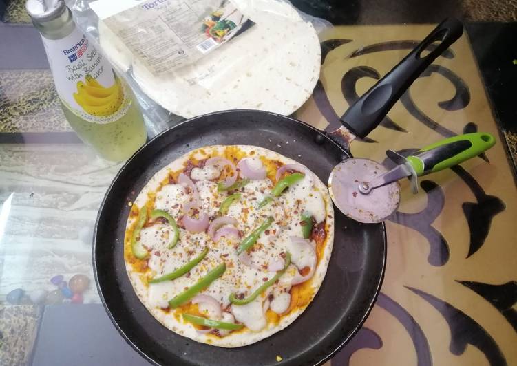 Recipe of Quick Tortilla Veg Pan Pizza