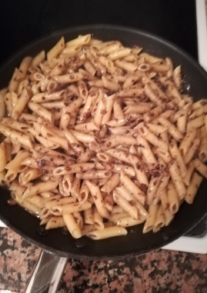 Una foto de Macarrones portobello