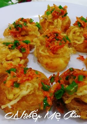 Hình của món Đậu hũ non chiên giòn chà bông, mở hành ruốc sấy.