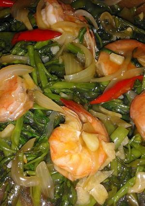 Foto resep Ca kangkung udang siram kuah tiram