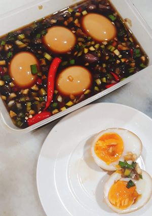 Hình của món Trứng gà ngâm tương.