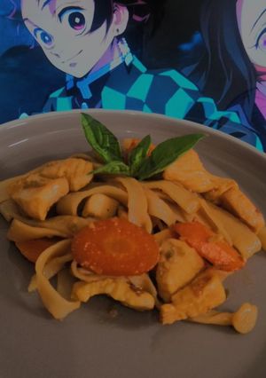 Una foto de Pasta al jengibre con pollo