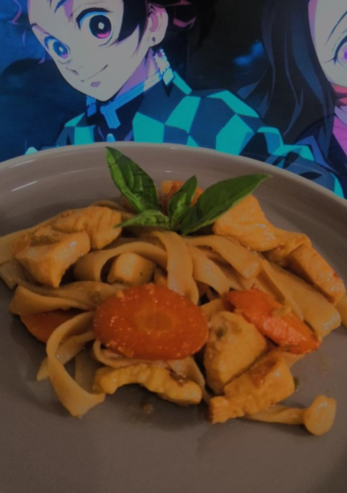 Una foto de Pasta al jengibre con pollo