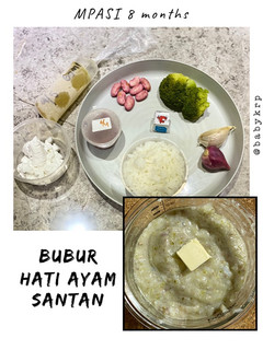 Foto resep Mpasi 8 bulan: bubur hati ayam santan