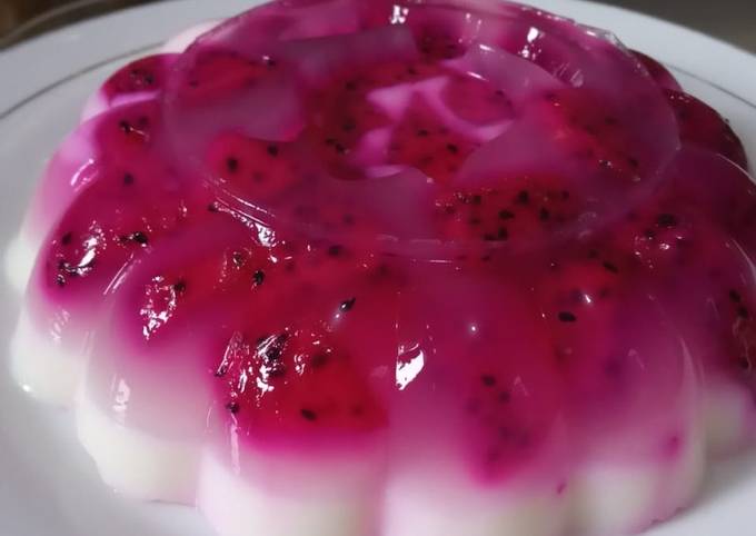 Cara membuat Puding susu buah naga Cara membuat Puding susu buah naga