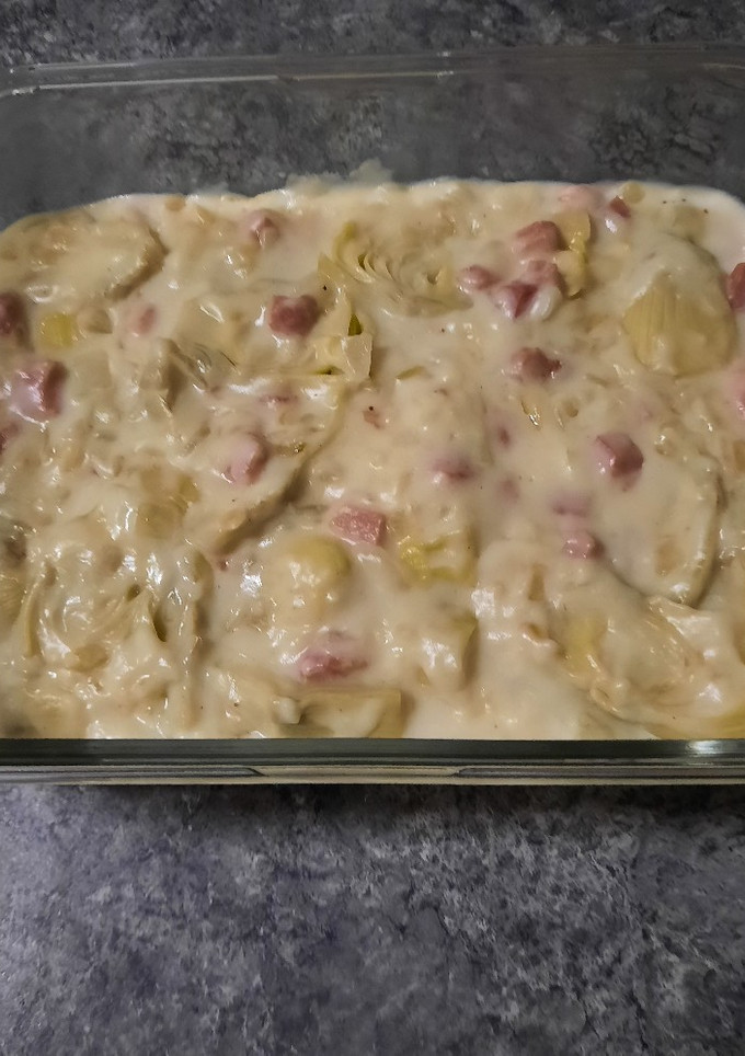 Una foto de Alcachofas con Bechamel y jamón