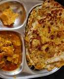 Alu kulcha and mushroom masala