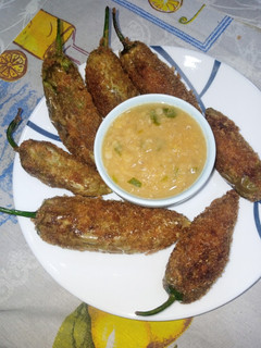A picture of Potato Stuffed Green Chillies.
