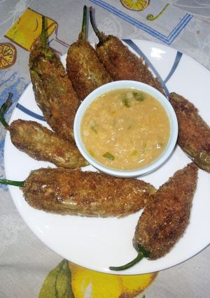 A picture of Potato Stuffed Green Chillies.