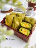 Sumping pisang matcha bungkus daun
